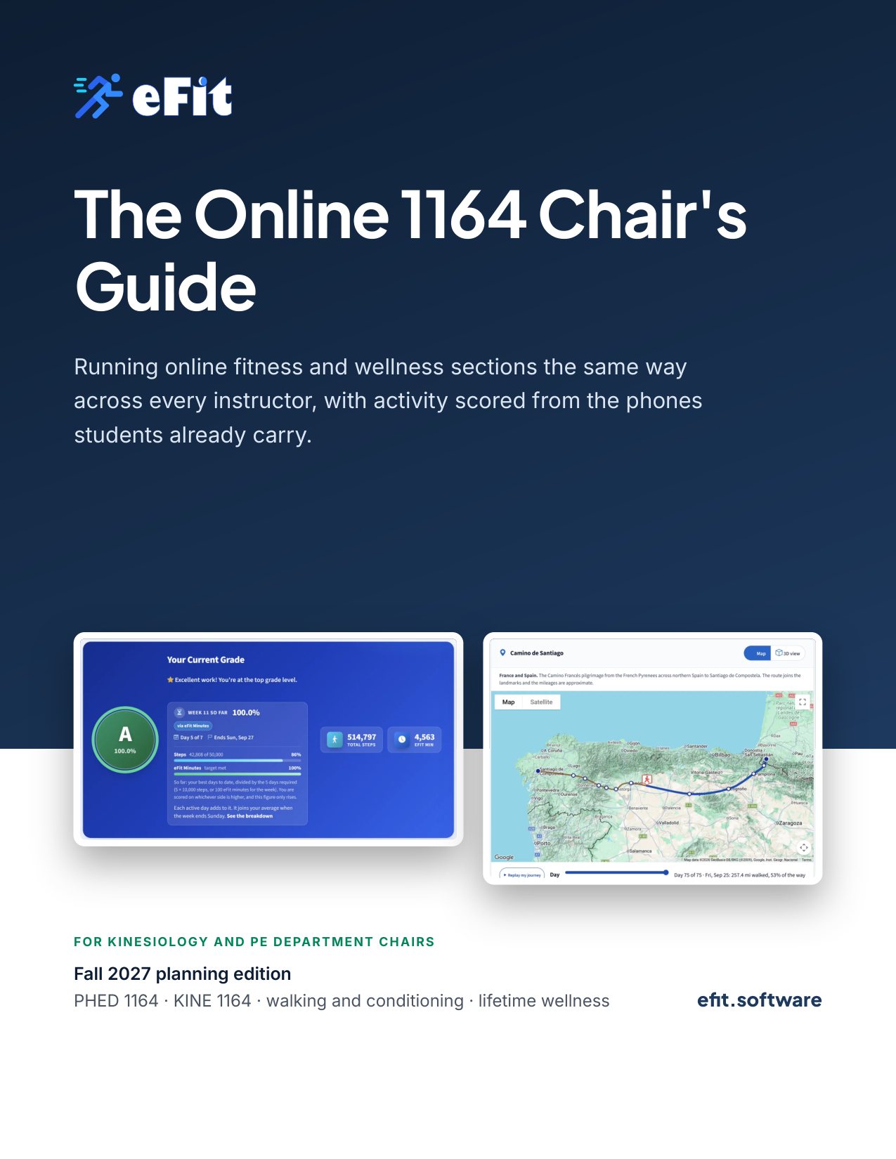 Cover of The Online 1164 Chair's Guide from eFit Software.